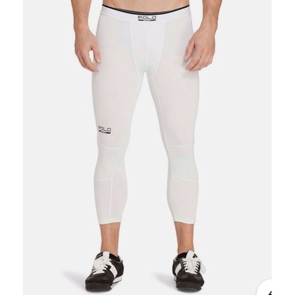 Polo Sport by‎ Ralph Lauren Men's 3/4 Compression Tights White-READ